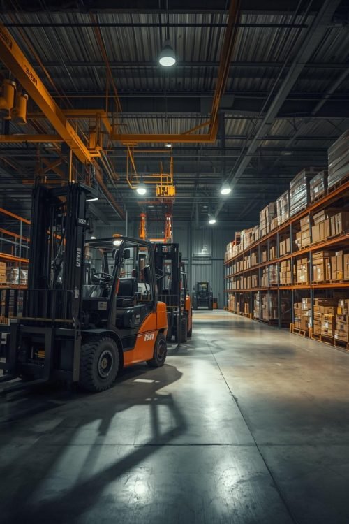 Warehouse and delivery setup with hydraulic equipment. (2)